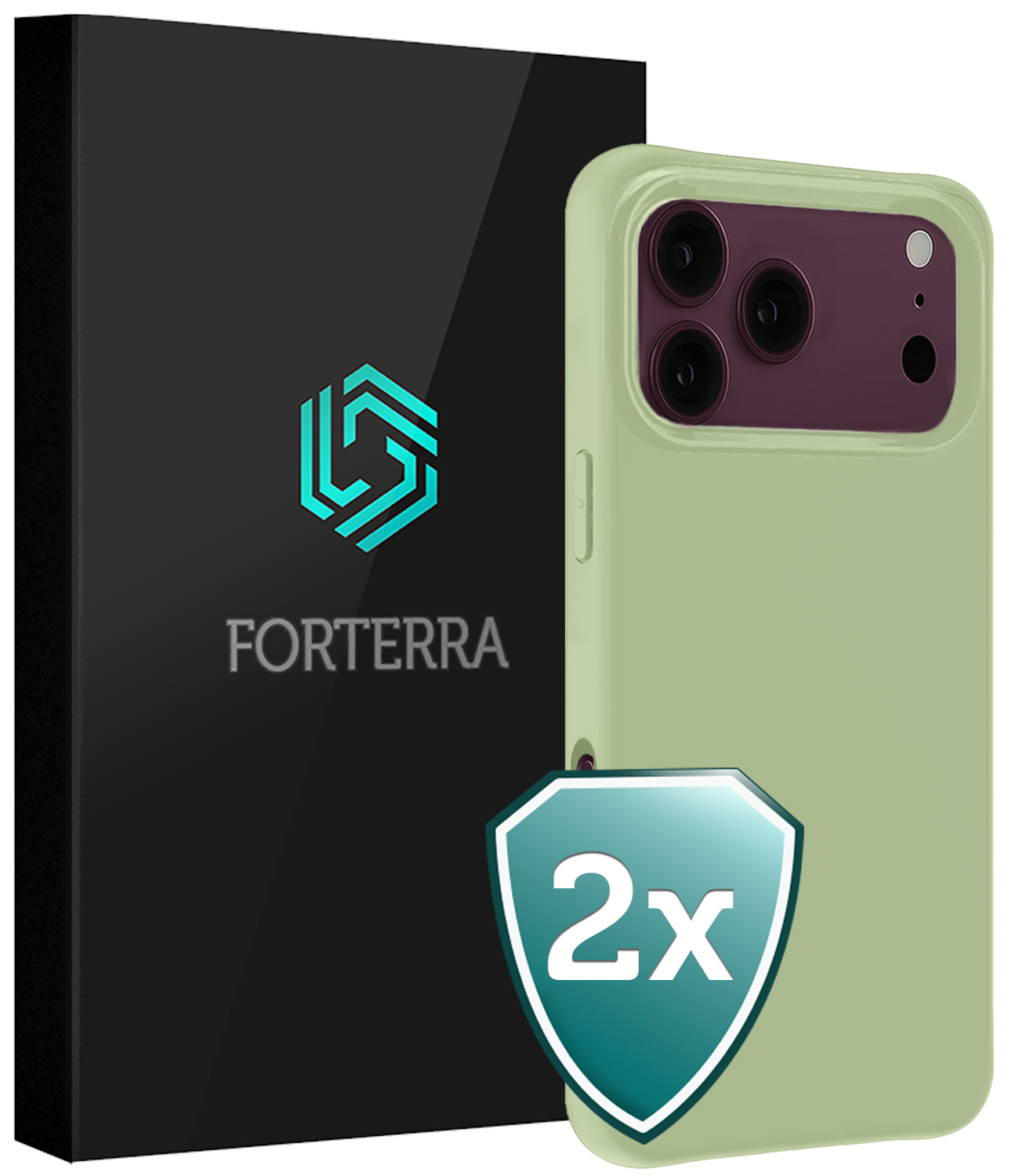 Forterra Forterra iPhone 18 Pro Hoesje Siliconen - Groen - 2 PACK