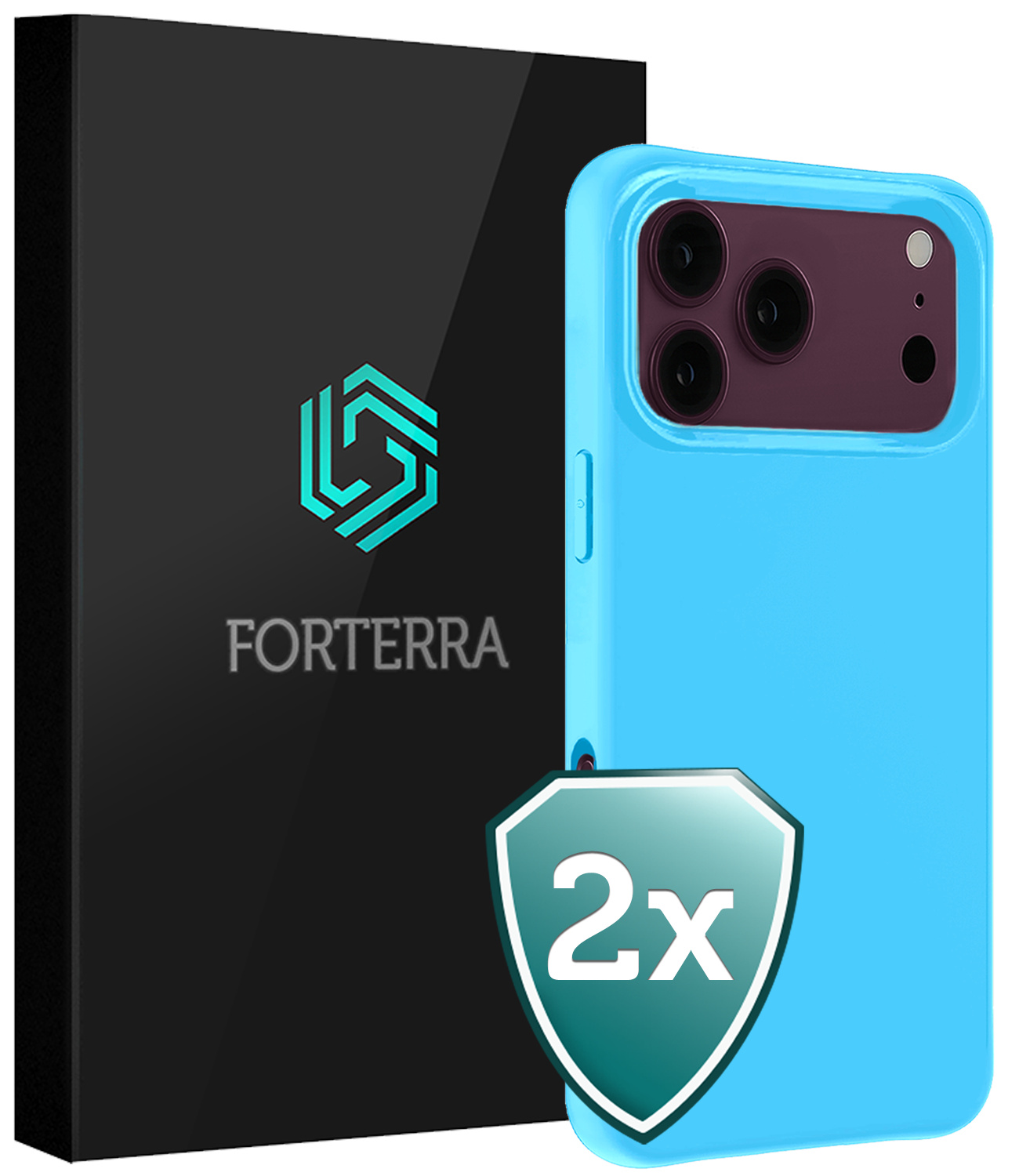 Forterra Forterra iPhone 18 Pro Hoesje Siliconen - Lichtblauw - 2 PACK