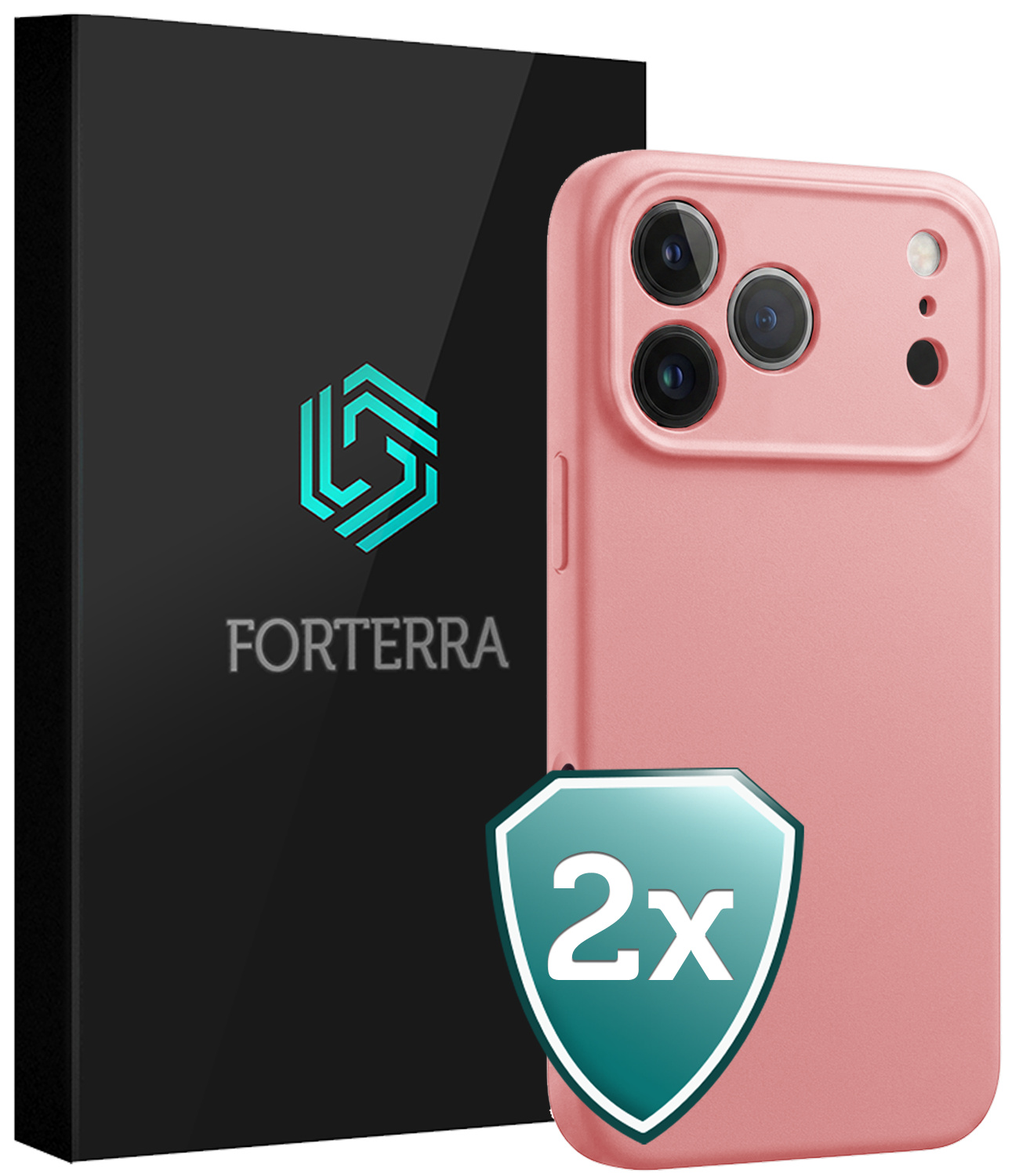 Forterra Forterra iPhone 18 Pro Hoesje Siliconen - Lichtroze - 2 PACK
