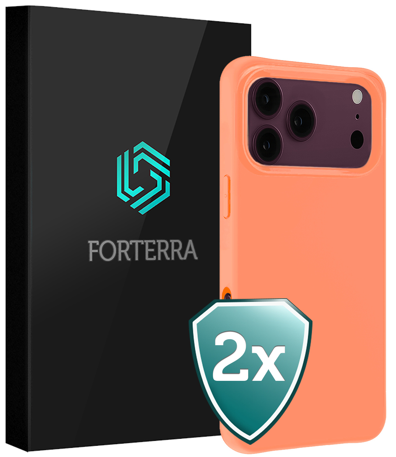 Forterra Forterra iPhone 18 Pro Hoesje Siliconen - Perzik - 2 PACK
