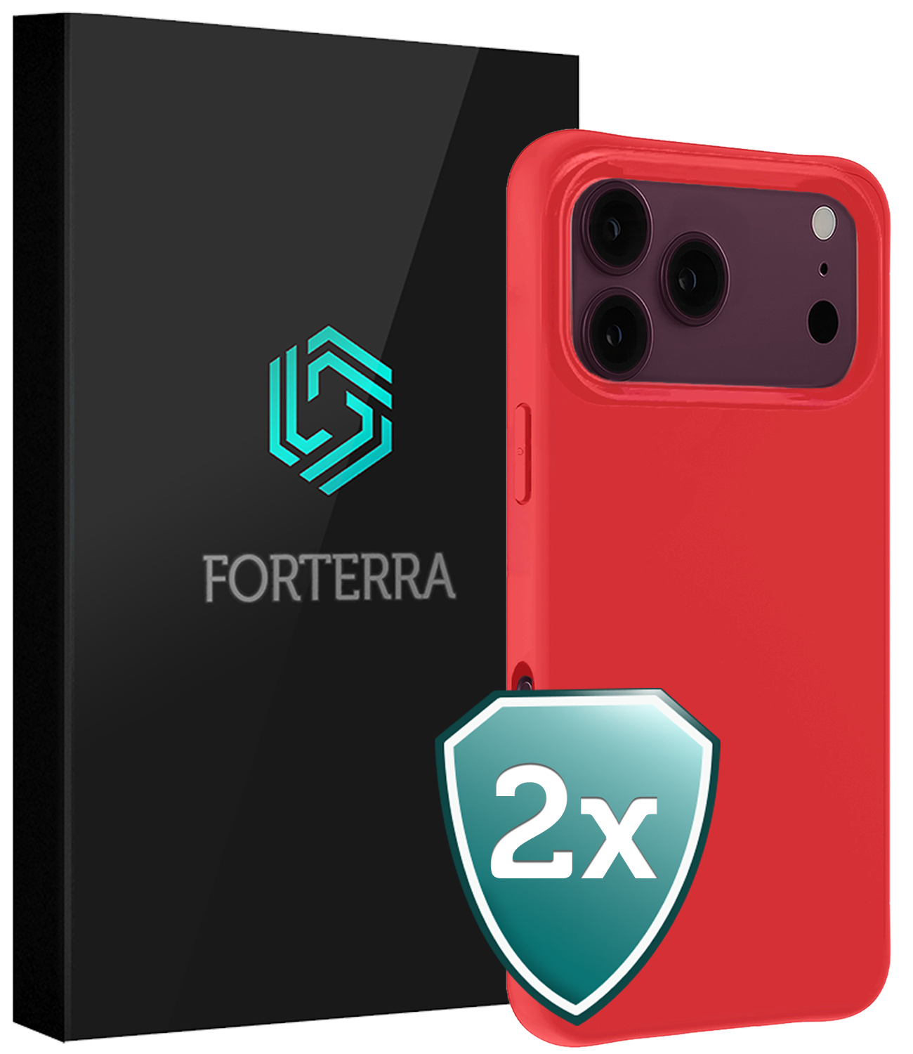 Forterra Forterra iPhone 18 Pro Hoesje Siliconen - Rood - 2 PACK