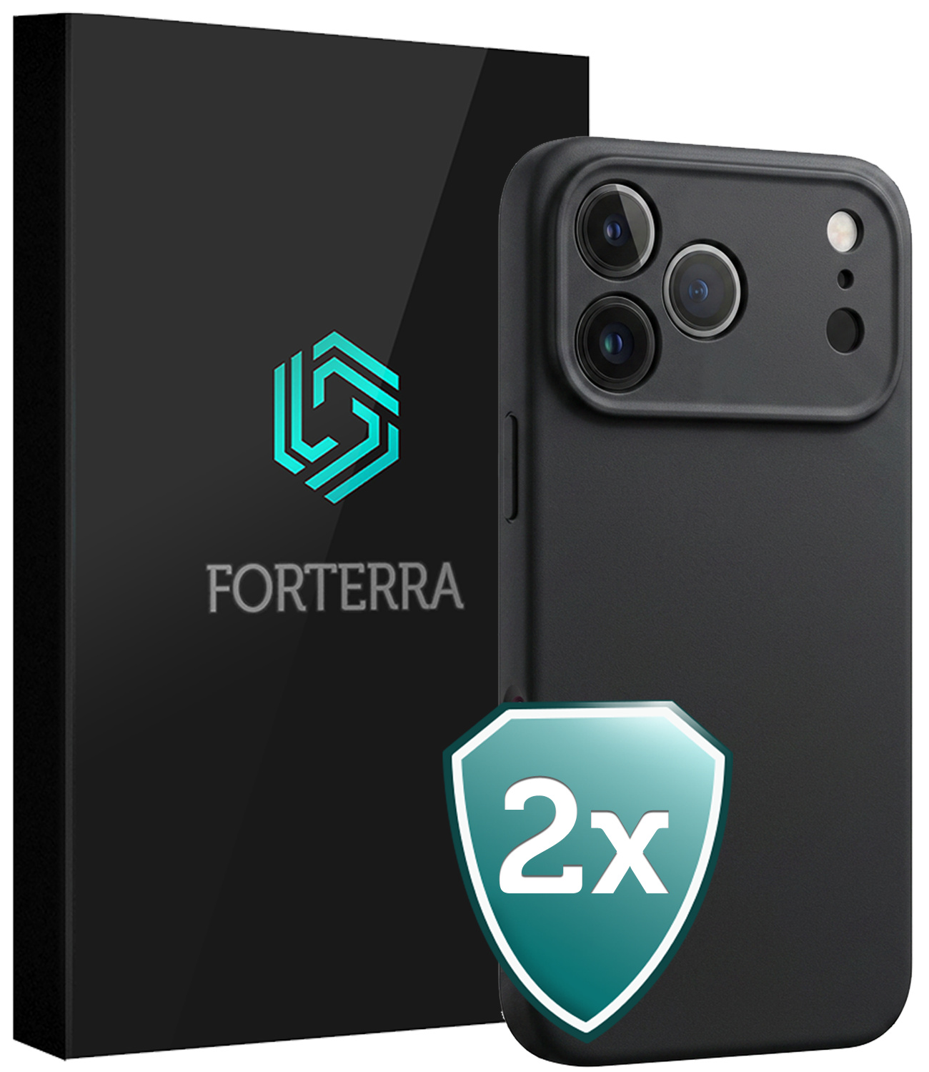 Forterra Forterra iPhone 18 Pro Hoesje Siliconen - Zwart - 2 PACK