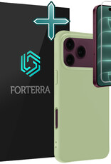 Forterra Forterra iPhone 18 Pro Hoesje Siliconen Met Screenprotector Met Dichte Notch - Groen