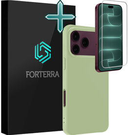Forterra Forterra iPhone 18 Pro Hoesje Siliconen Met Screenprotector Met Dichte Notch - Groen