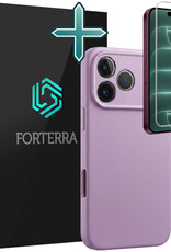 Forterra Forterra iPhone 18 Pro Hoesje Siliconen Met Screenprotector Met Dichte Notch - Lila