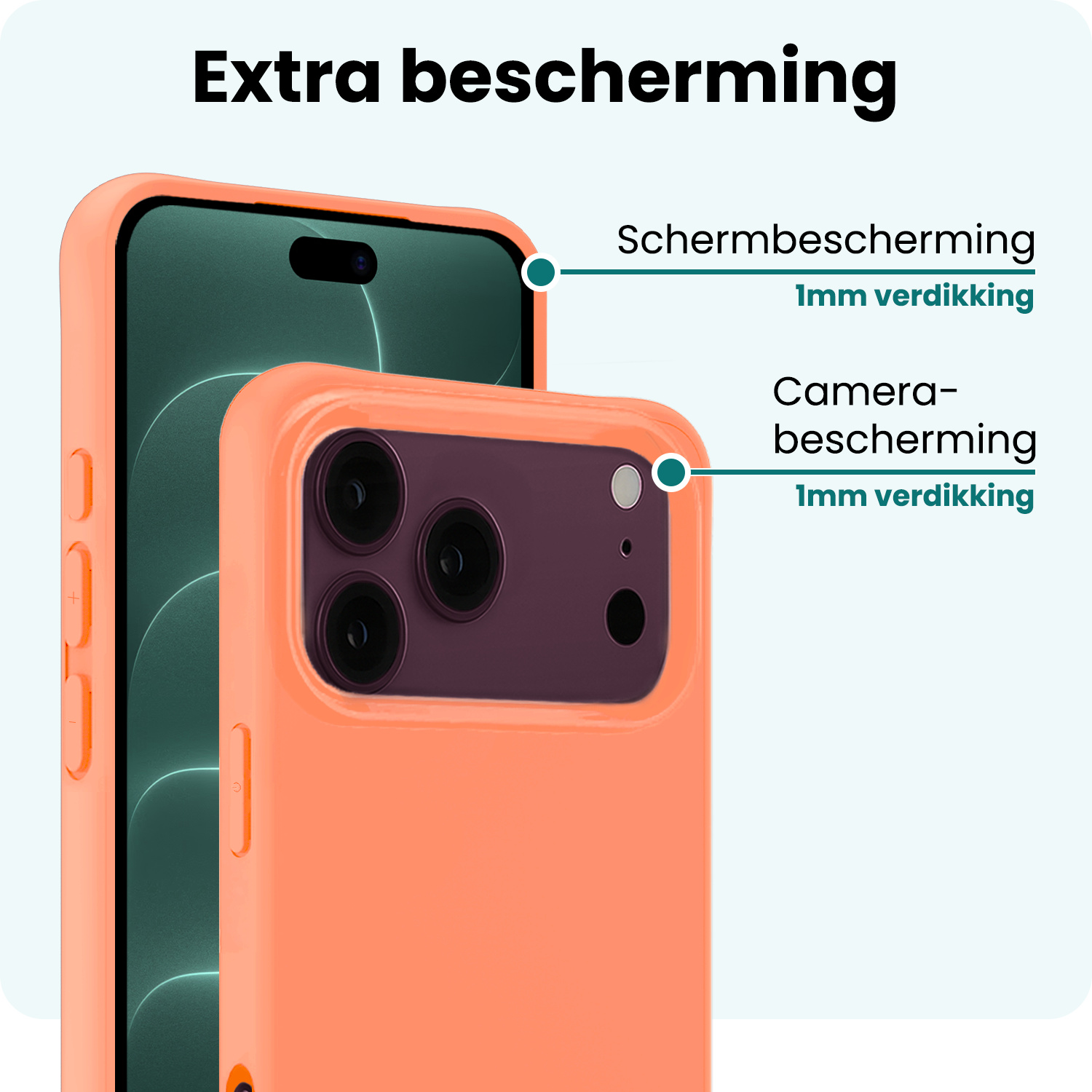 Forterra Forterra iPhone 18 Pro Hoesje Siliconen Met Screenprotector Met Dichte Notch - Perzik