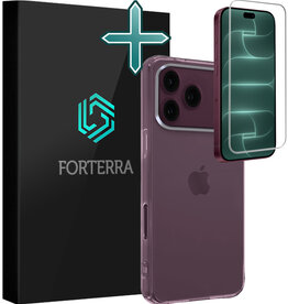 Forterra Forterra iPhone 18 Pro Hoesje Siliconen Met Screenprotector Met Dichte Notch - Transparant