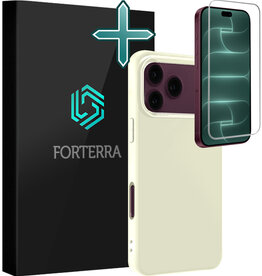 Forterra Forterra iPhone 18 Pro Hoesje Siliconen Met Screenprotector Met Dichte Notch - Wit