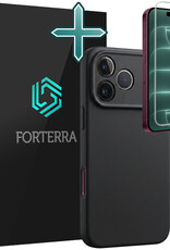 Forterra Forterra iPhone 18 Pro Hoesje Siliconen Met Screenprotector Met Dichte Notch - Zwart
