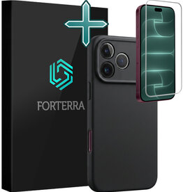 Forterra Forterra iPhone 18 Pro Hoesje Siliconen Met Screenprotector Met Dichte Notch - Zwart