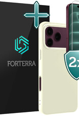 Forterra Forterra iPhone 18 Pro Hoesje Siliconen Met 2x Screenprotector Met Dichte Notch - Wit