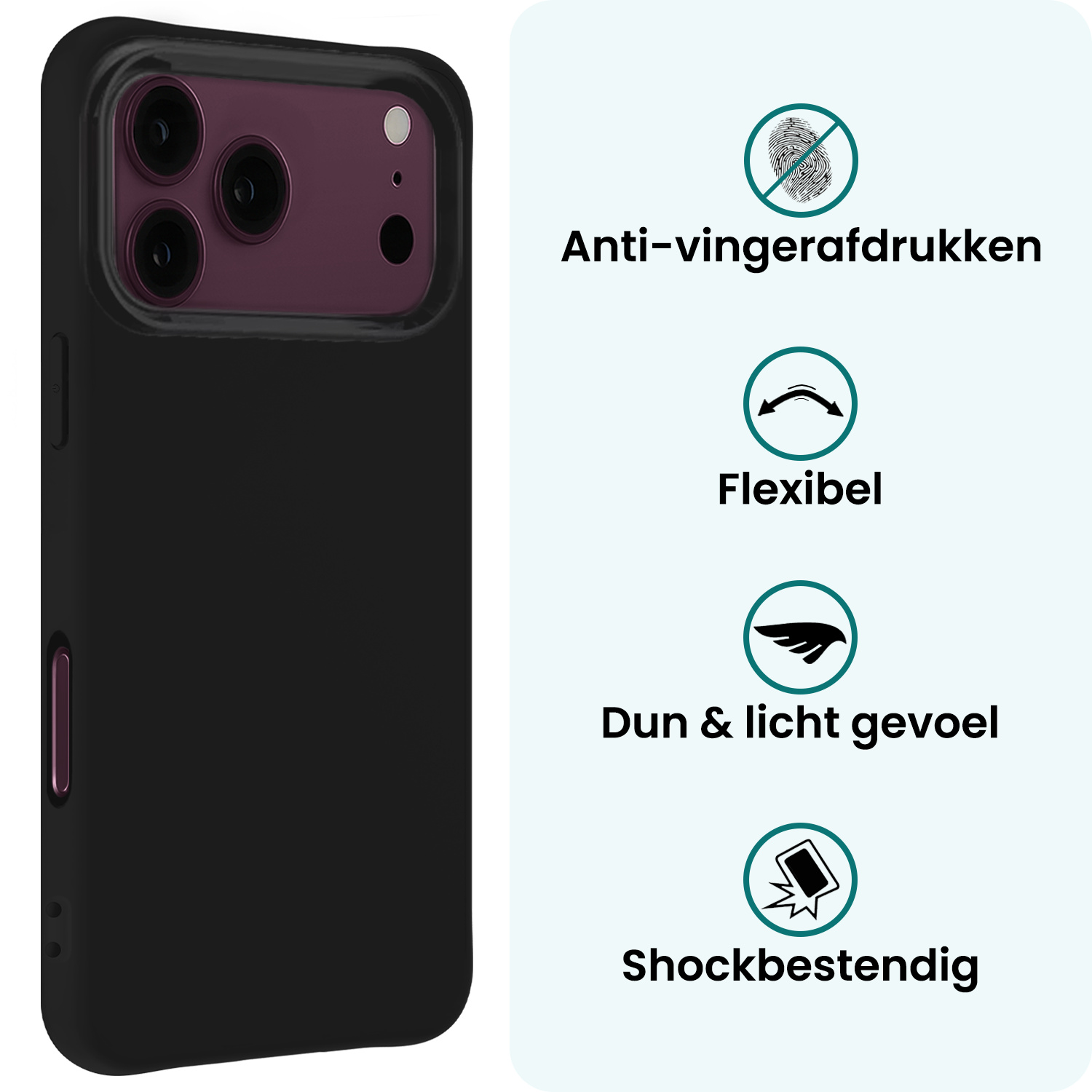 Forterra Forterra iPhone 18 Pro Max Hoesje Siliconen - Zwart