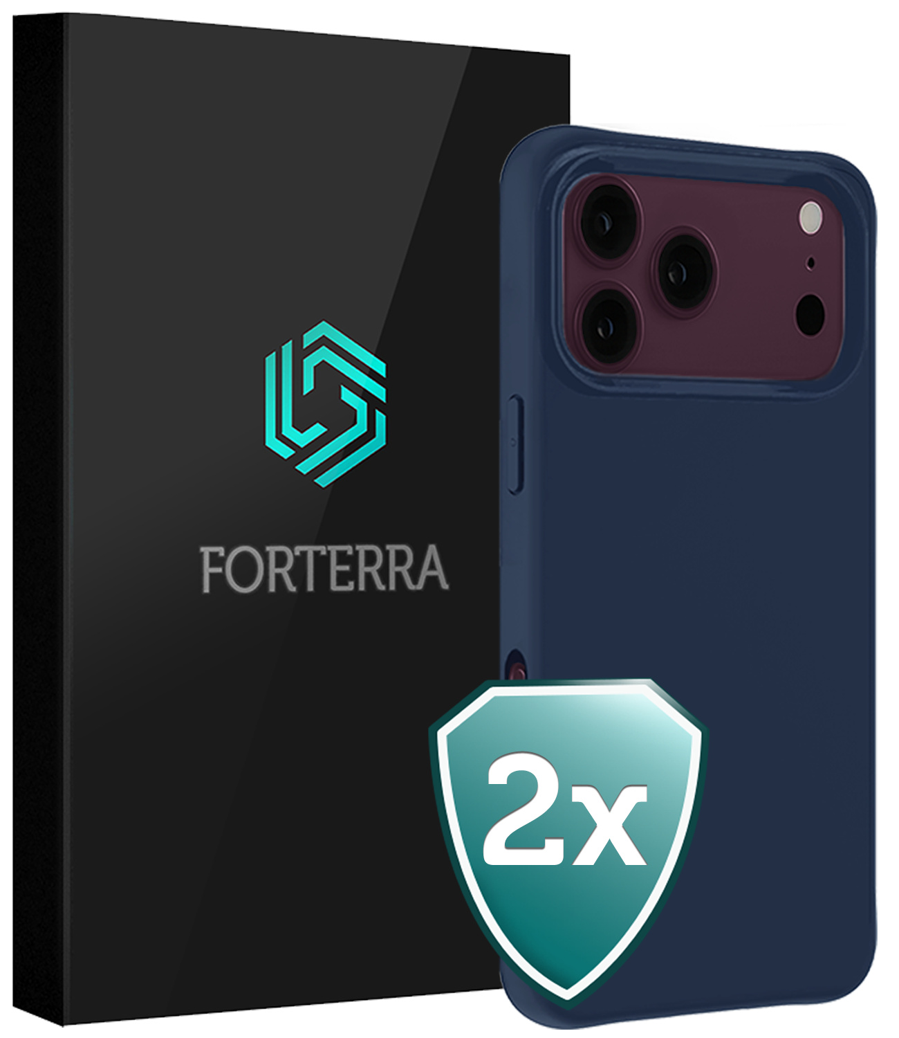 Forterra Forterra iPhone 18 Pro Max Hoesje Siliconen - Donkerblauw - 2 PACK