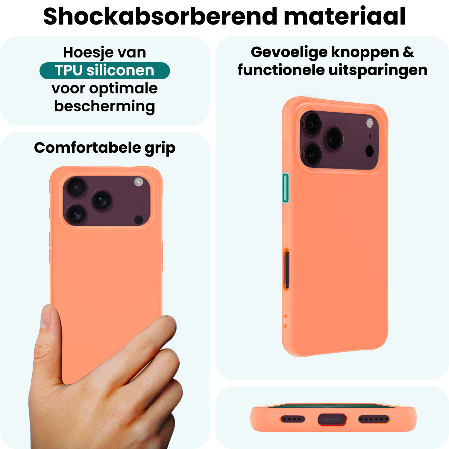 Forterra Forterra iPhone 18 Pro Max Hoesje Siliconen - Perzik - 2 PACK