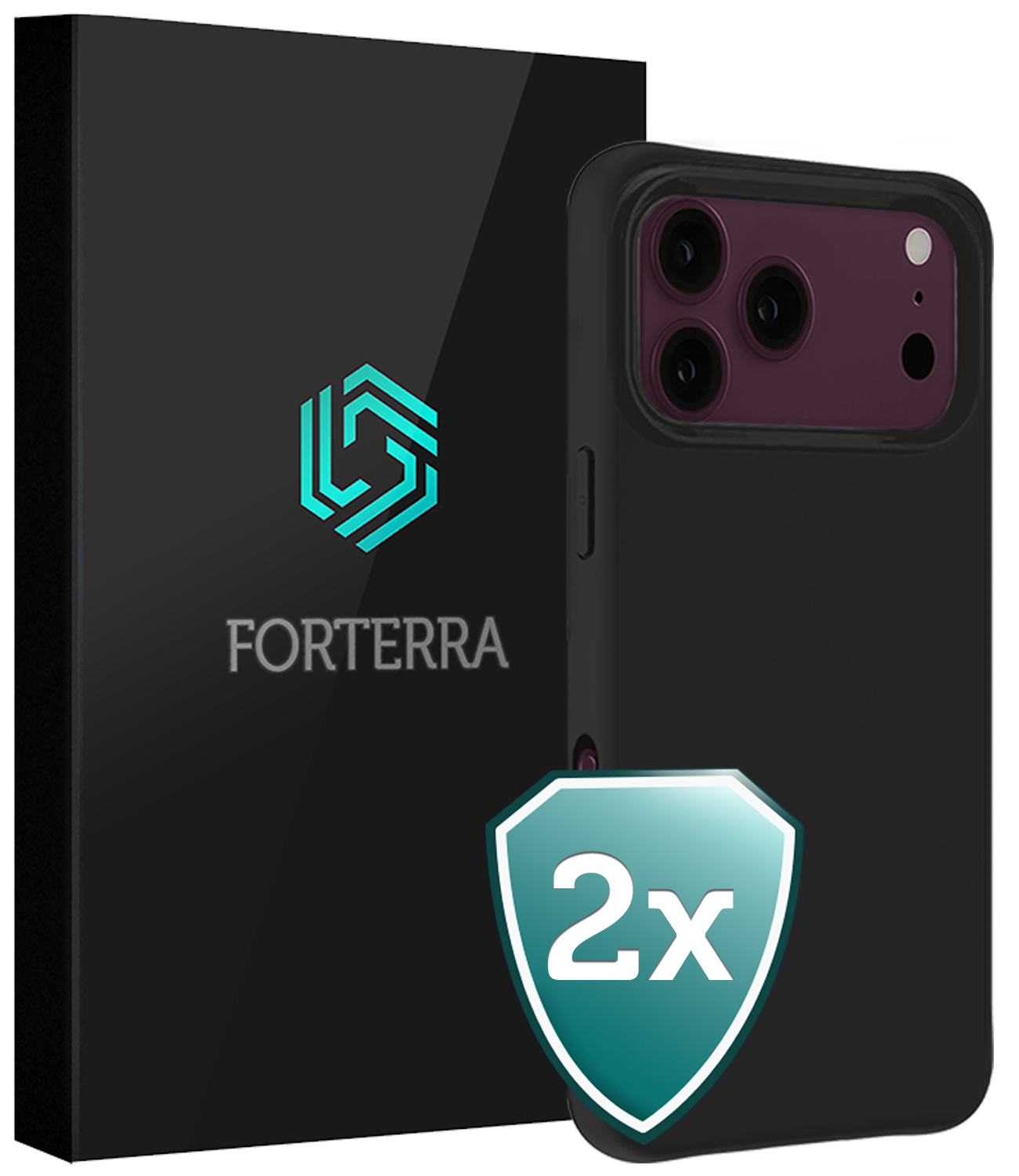Forterra Forterra iPhone 18 Pro Max Hoesje Siliconen - Zwart - 2 PACK