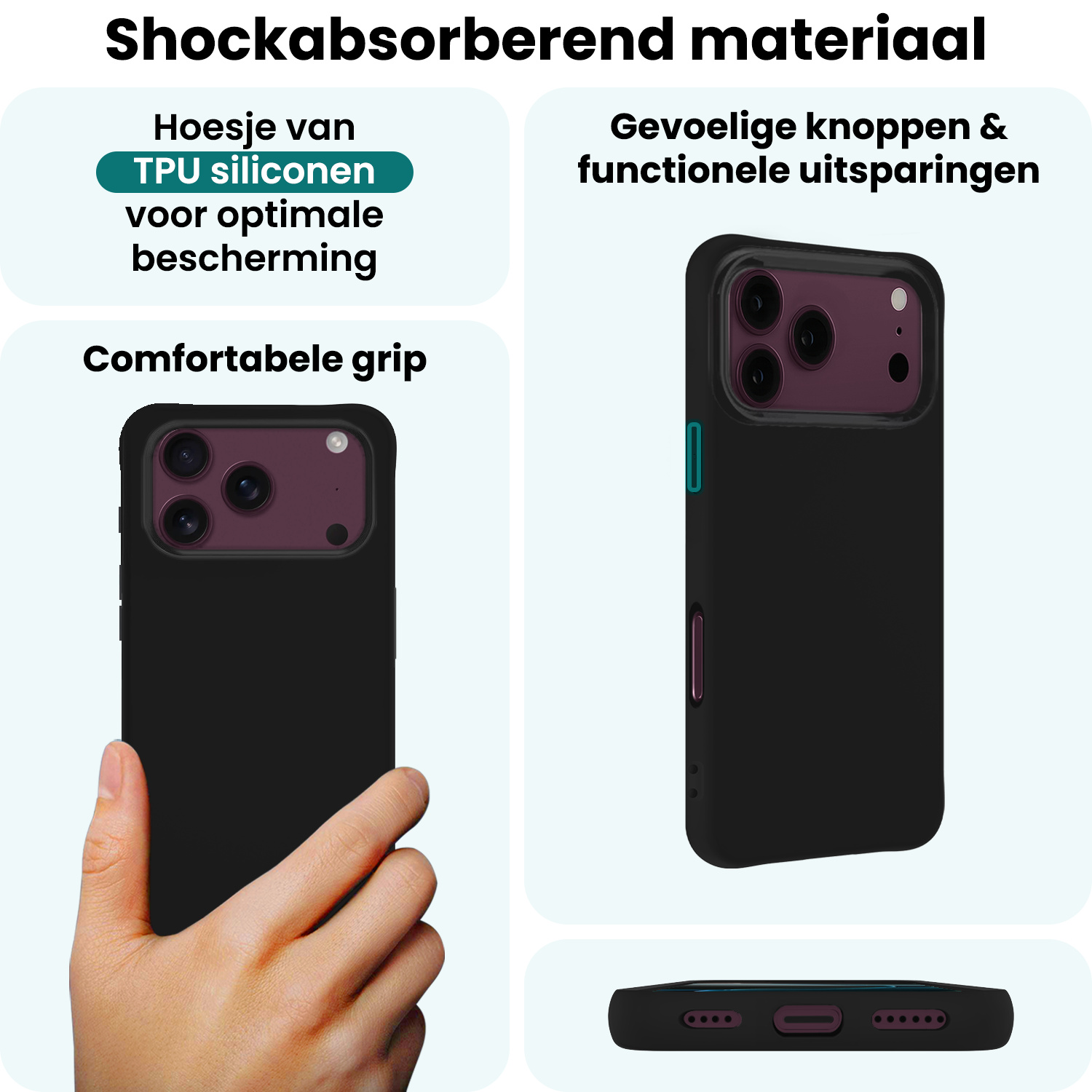 Forterra Forterra iPhone 18 Pro Max Hoesje Siliconen - Zwart - 2 PACK