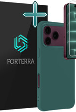 Forterra Forterra iPhone 18 Pro Max Hoesje Siliconen Met Screenprotector Met Dichte Notch - Donkergroen