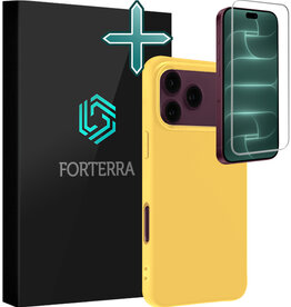 Forterra Forterra iPhone 18 Pro Max Hoesje Siliconen Met Screenprotector Met Dichte Notch - Geel