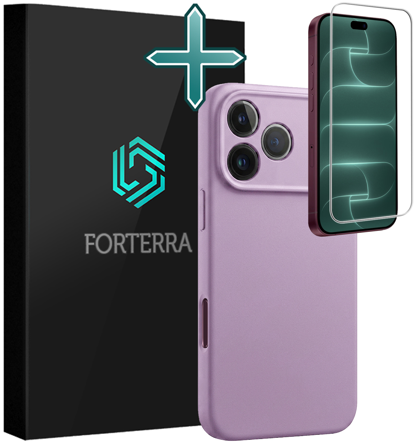 Forterra Forterra iPhone 18 Pro Max Hoesje Siliconen Met Screenprotector Met Dichte Notch - Lila