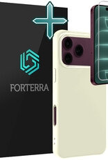 Forterra Forterra iPhone 18 Pro Max Hoesje Siliconen Met Screenprotector Met Dichte Notch - Wit