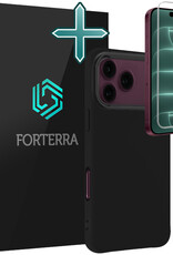 Forterra Forterra iPhone 18 Pro Max Hoesje Siliconen Met Screenprotector Met Dichte Notch - Zwart