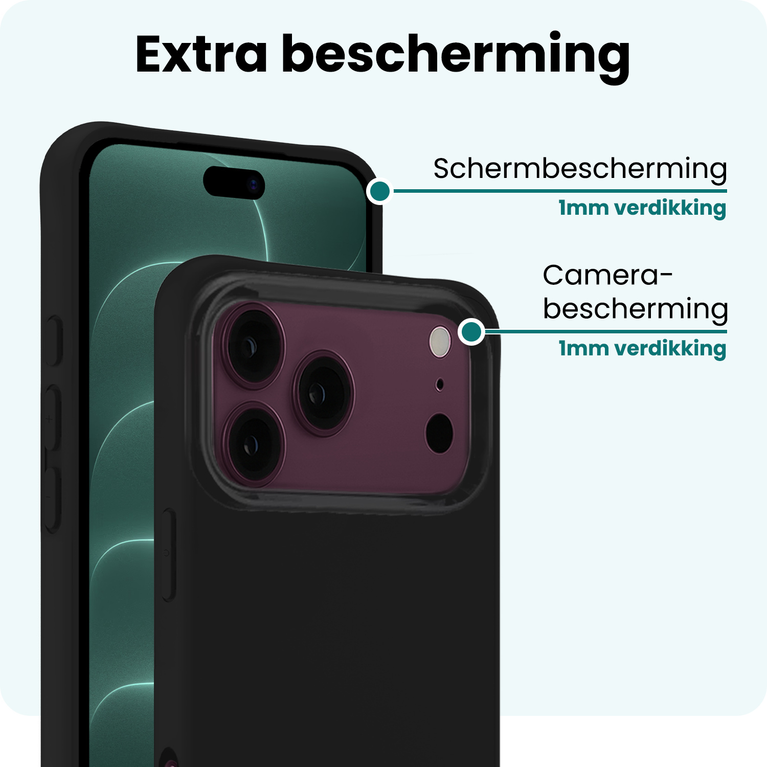 Forterra Forterra iPhone 18 Pro Max Hoesje Siliconen Met Screenprotector Met Dichte Notch - Zwart