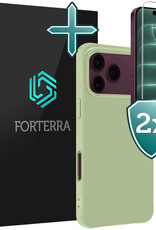 Forterra Forterra iPhone 18 Pro Max Hoesje Siliconen Met 2x Screenprotector Met Dichte Notch - Groen