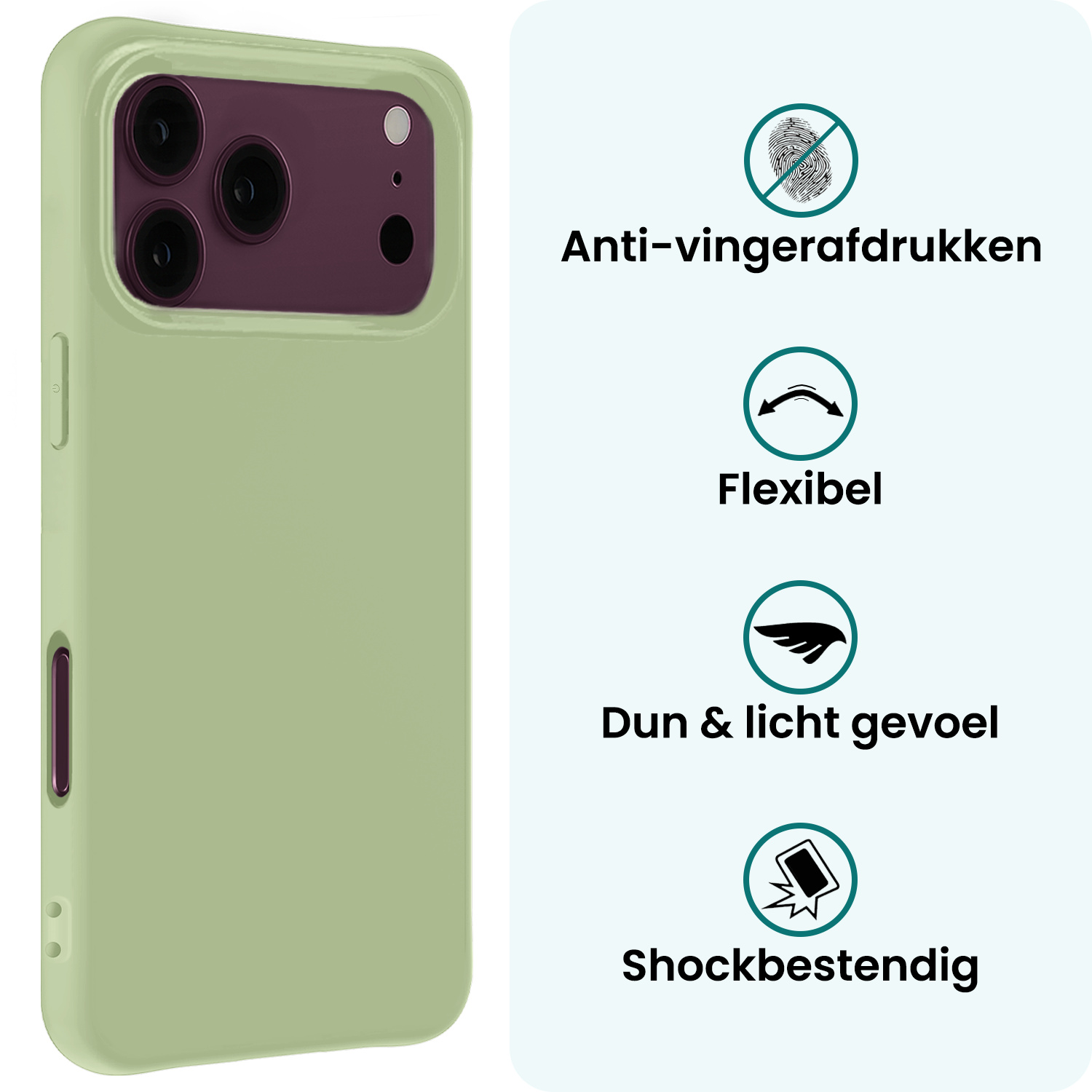 Forterra Forterra iPhone 18 Pro Max Hoesje Siliconen Met 2x Screenprotector Met Dichte Notch - Groen