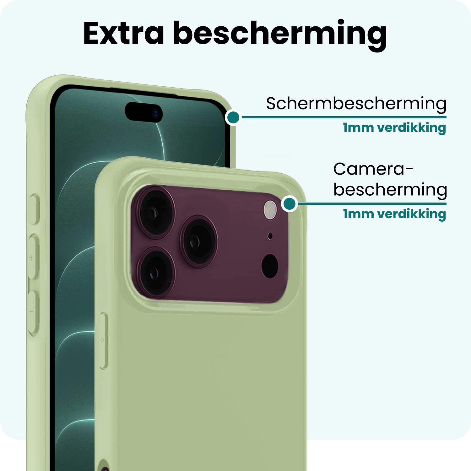Forterra Forterra iPhone 18 Pro Max Hoesje Siliconen Met 2x Screenprotector Met Dichte Notch - Groen