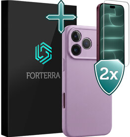 Forterra Forterra iPhone 18 Pro Max Hoesje Siliconen Met 2x Screenprotector Met Dichte Notch - Lila