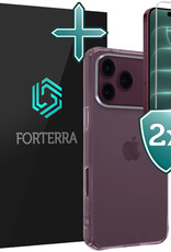 Forterra Forterra iPhone 18 Pro Max Hoesje Siliconen Met 2x Screenprotector Met Dichte Notch - Transparant