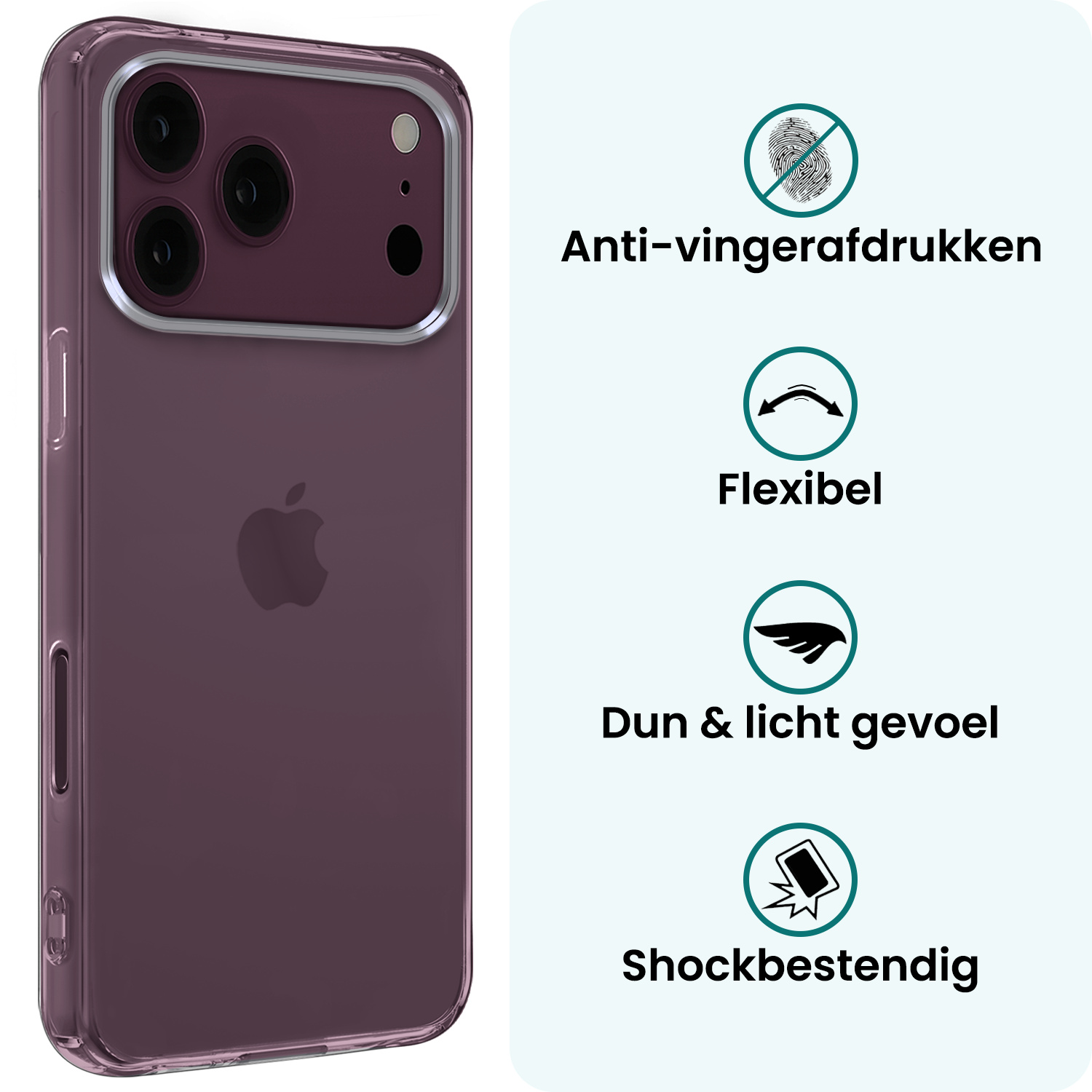 Forterra Forterra iPhone 18 Pro Max Hoesje Siliconen Met 2x Screenprotector Met Dichte Notch - Transparant