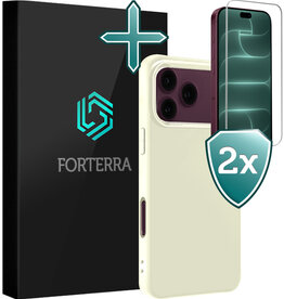 Forterra Forterra iPhone 18 Pro Max Hoesje Siliconen Met 2x Screenprotector Met Dichte Notch - Wit