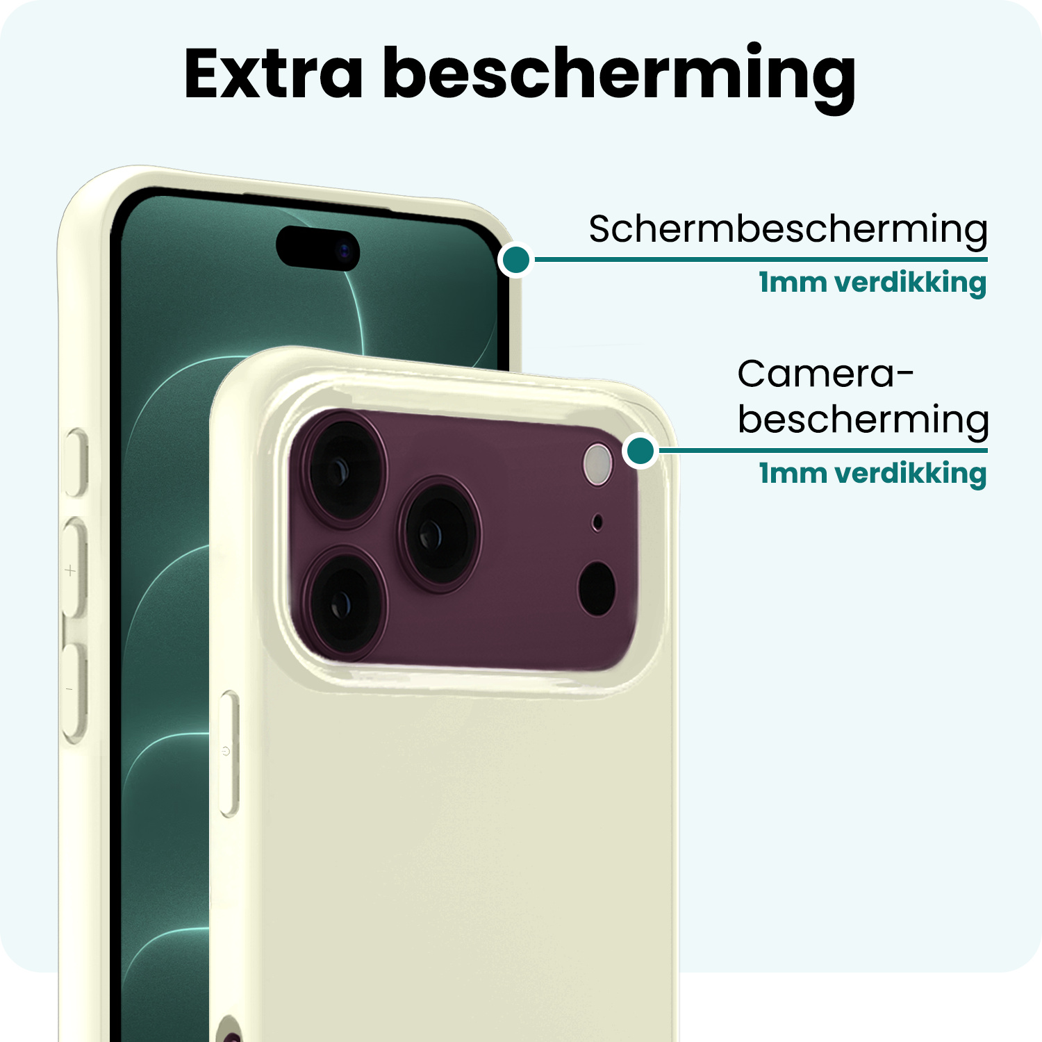 Forterra Forterra iPhone 18 Pro Max Hoesje Siliconen Met 2x Screenprotector Met Dichte Notch - Wit