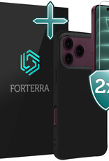 Forterra Forterra iPhone 18 Pro Max Hoesje Siliconen Met 2x Screenprotector Met Dichte Notch - Zwart