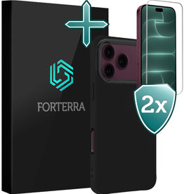 Forterra Forterra iPhone 18 Pro Max Hoesje Siliconen Met 2x Screenprotector Met Dichte Notch - Zwart