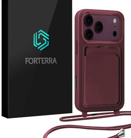 Forterra Forterra iPhone 18 Pro Hoesje Pashouder met Koord - Aubergine
