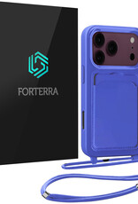 Forterra Forterra iPhone 18 Pro Hoesje Pashouder met Koord - Fel Blauw