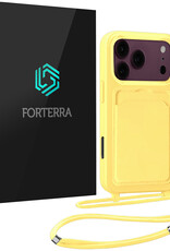 Forterra Forterra iPhone 18 Pro Hoesje Pashouder met Koord - Geel