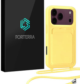Forterra Forterra iPhone 18 Pro Hoesje Pashouder met Koord - Geel