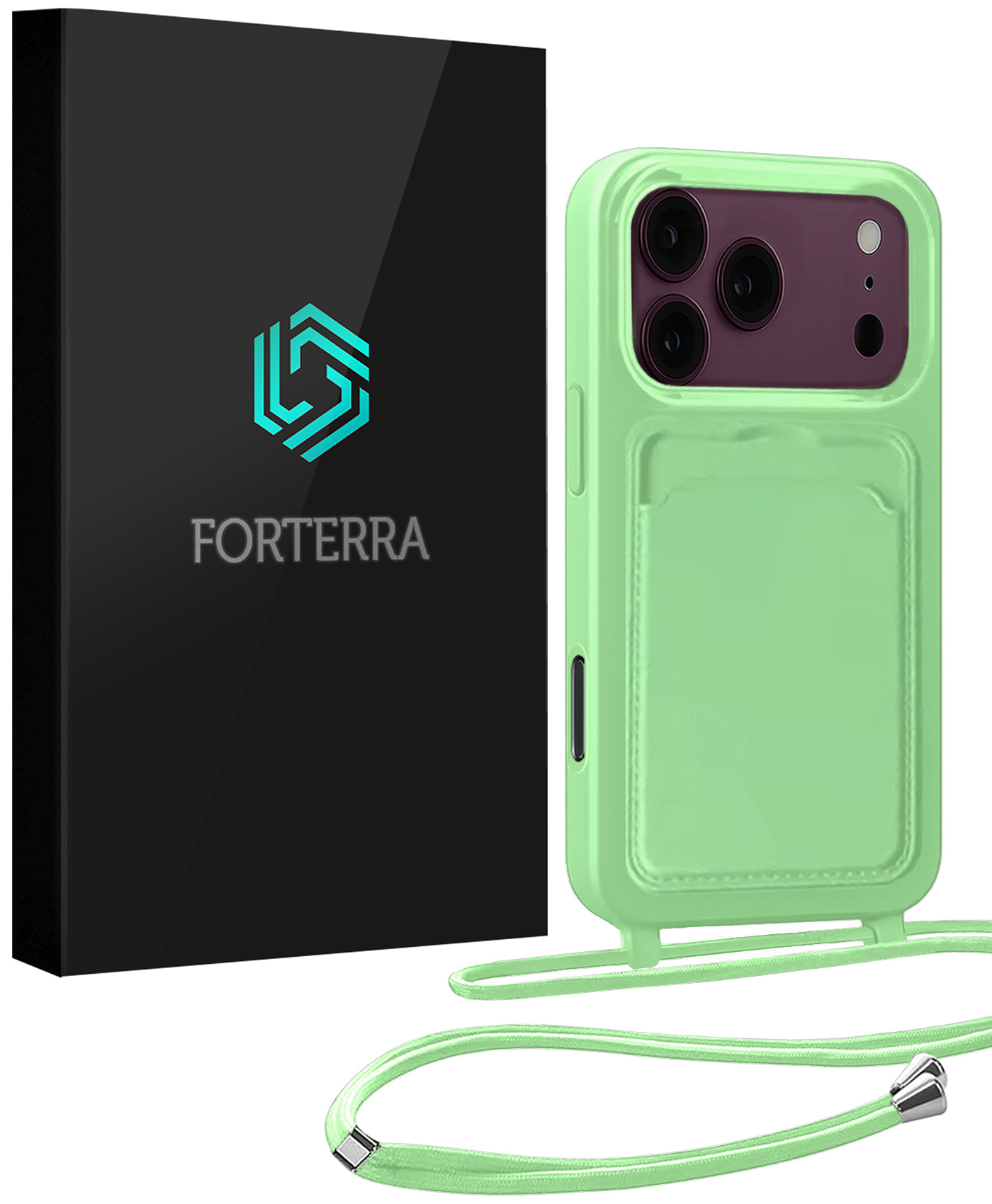 Forterra Forterra iPhone 18 Pro Hoesje Pashouder met Koord - Groen
