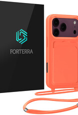 Forterra Forterra iPhone 18 Pro Hoesje Pashouder met Koord - Papaya