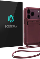 Forterra Forterra iPhone 18 Pro Max Hoesje Pashouder met Koord - Aubergine