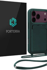 Forterra Forterra iPhone 18 Pro Max Hoesje Pashouder met Koord - Donkergroen