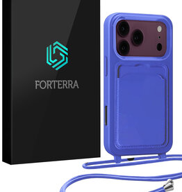 Forterra Forterra iPhone 18 Pro Max Hoesje Pashouder met Koord - Fel Blauw