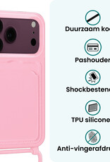 Forterra Forterra iPhone 18 Pro Max Hoesje Pashouder met Koord - Lichtroze