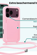 Forterra Forterra iPhone 18 Pro Max Hoesje Pashouder met Koord - Lichtroze