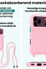 Forterra Forterra iPhone 18 Pro Max Hoesje Pashouder met Koord - Lichtroze