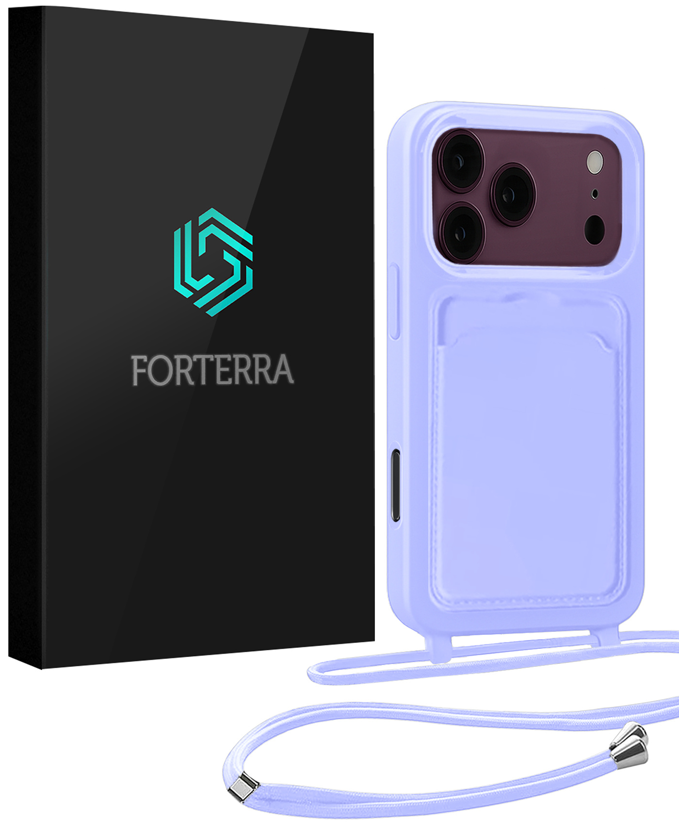 Forterra Forterra iPhone 18 Pro Max Hoesje Pashouder met Koord - Lila