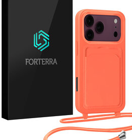 Forterra Forterra iPhone 18 Pro Max Hoesje Pashouder met Koord - Papaya